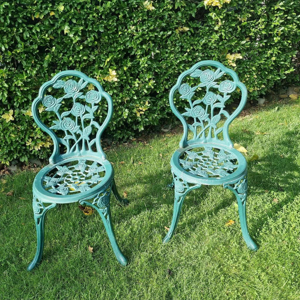 bistro vintage tuinstoeltjes aluminium kleur groen, Ophalen, Gebruikt, Aluminium