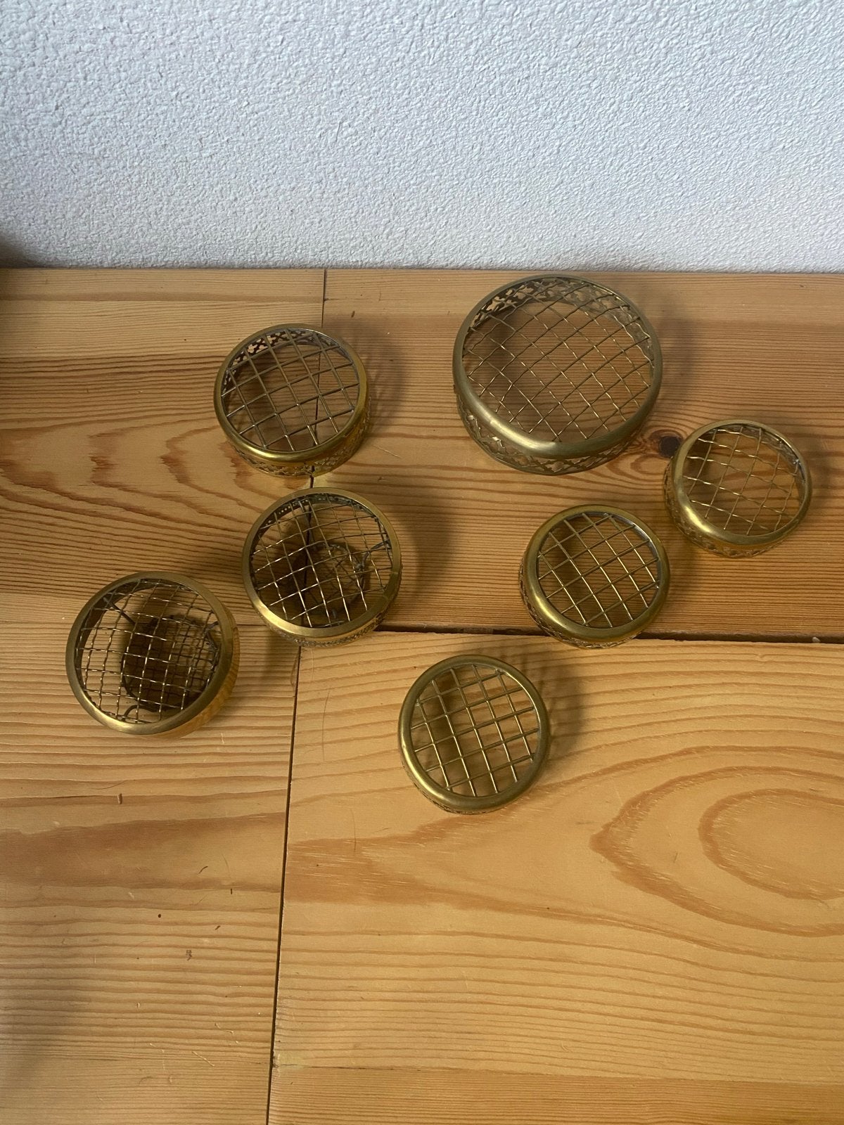 Set van 7 vintage messing bloemenhouders/kikker, Ophalen of Verzenden
