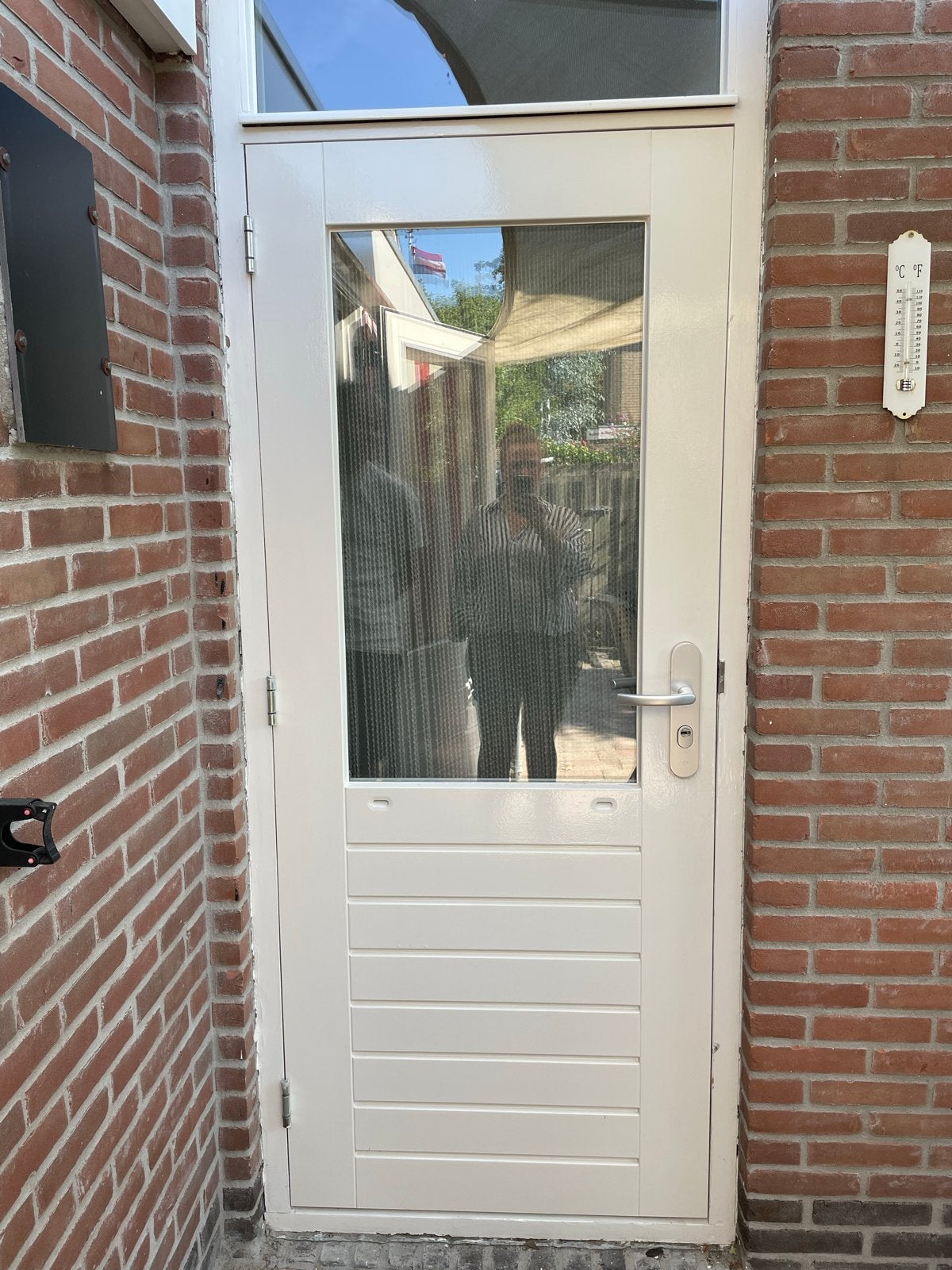 Witte Achterdeur met Glas, Ophalen, Gebruikt, 80 tot 100 cm, Buitendeur