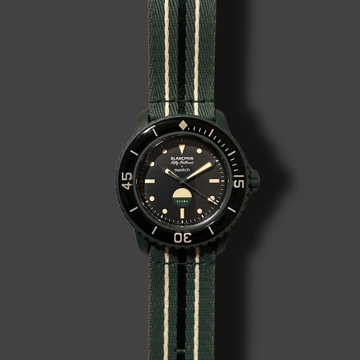 Swatch x Blancpain Scuba Fifty Fathoms – Green Abyss, Overige merken, Kunststof, Polshorloge, Overige materialen