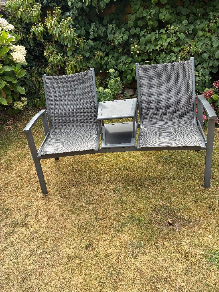 Duo tuinbankje, Tuin en Terras, Ophalen, Gebruikt, Aluminium