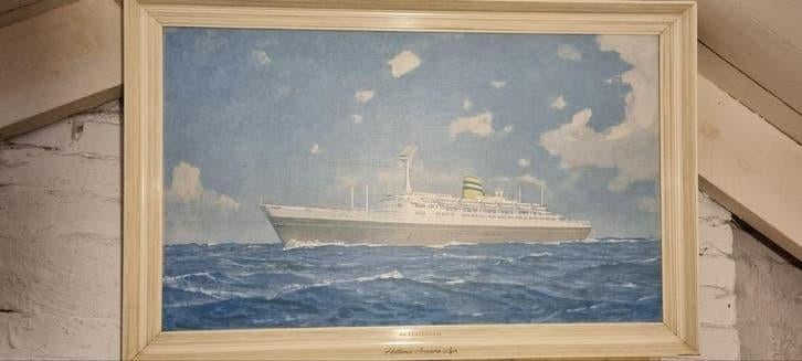 schilderij s.s. Statendam Holland Amerika Lijn 1960 H.A.L., Antiek en Kunst, Ophalen of Verzenden