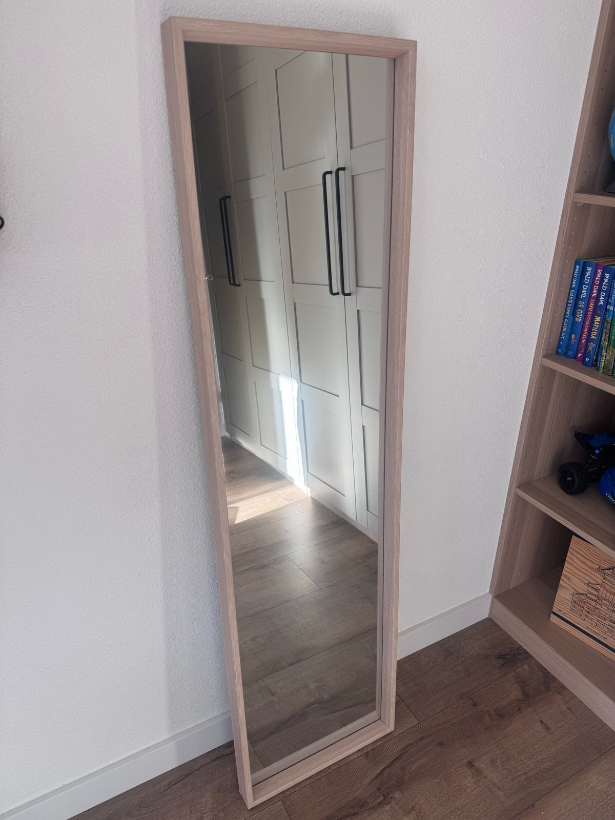 IKEA NISSEDAL spiegel, eikenkleur, 40x150cm, Ophalen, Minder dan 50 cm, 100 tot 150 cm, Zo goed als nieuw