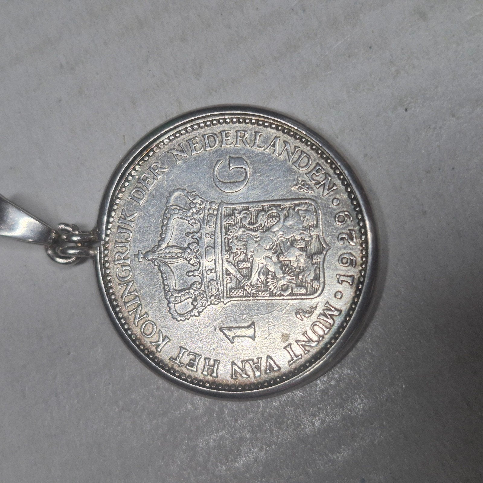 Zilveren 1 Gulden munt 1929 Wilhelmina hanger, Ophalen, 1 gulden, Zilver, Koningin Wilhelmina