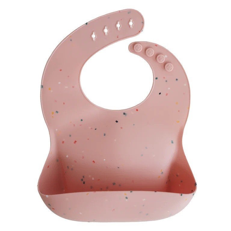 Siliconen Bib Slab Confetti Roze Mushie, Nieuw, Support@mushie.com, Kraamcadeau, 5870 W Fuqua Street - Suite 200 Houston, TX, 77085
