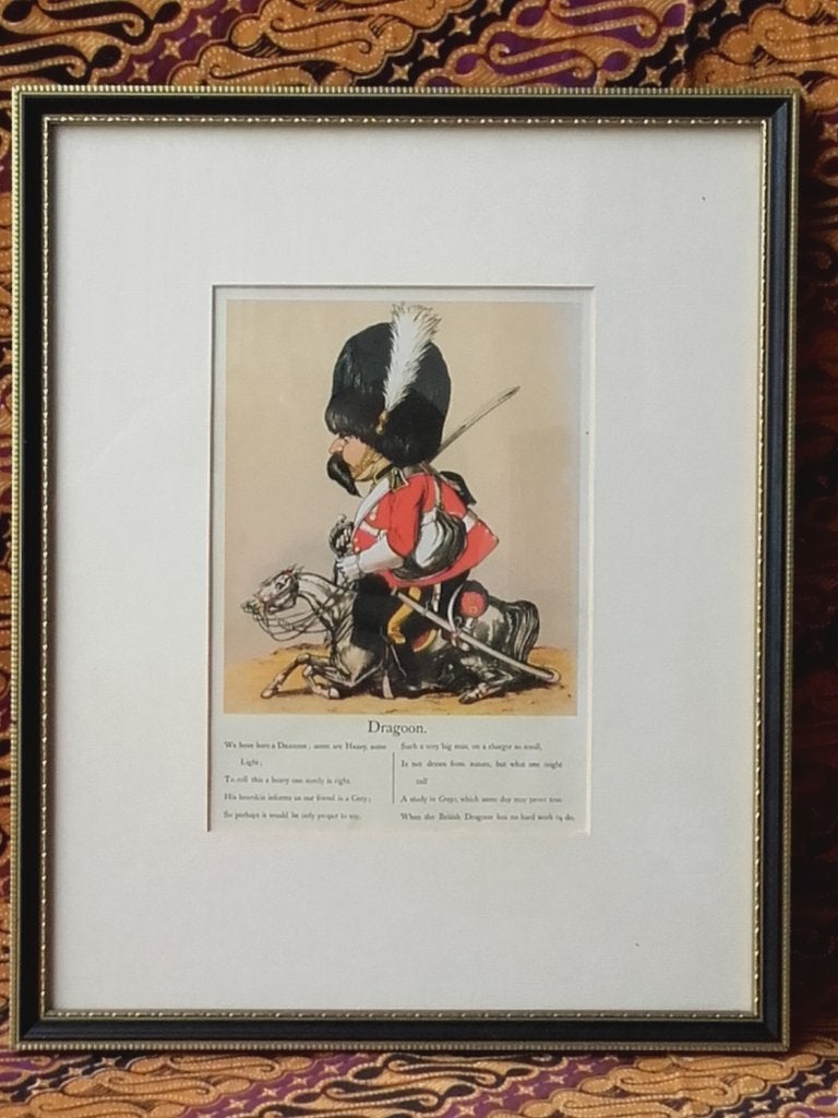 Karikatuur militaria prent uit Engeland van een Dragoon.