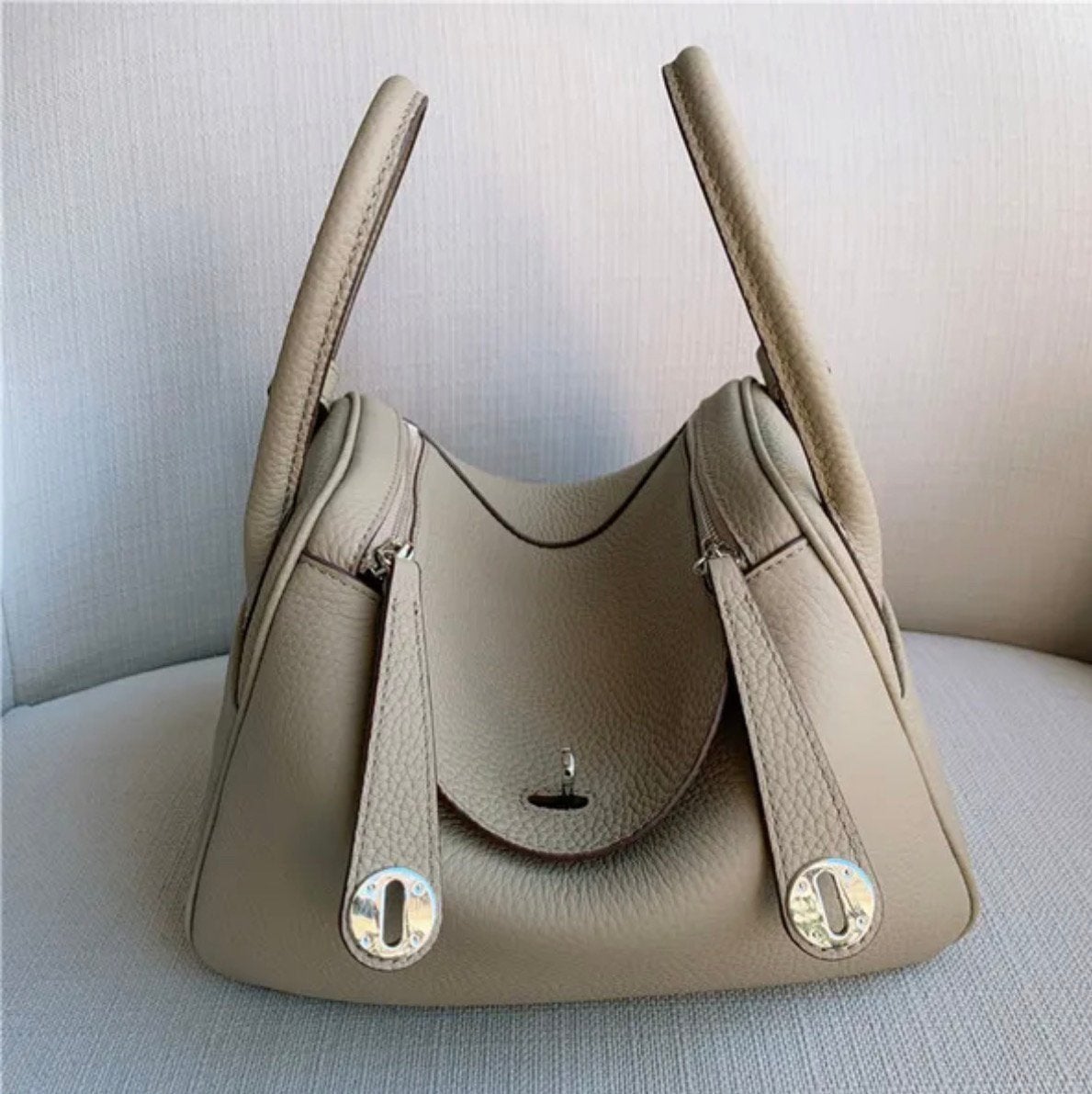 Leren tas, Ophalen of Verzenden, Zo goed als nieuw, Beige, Handtas