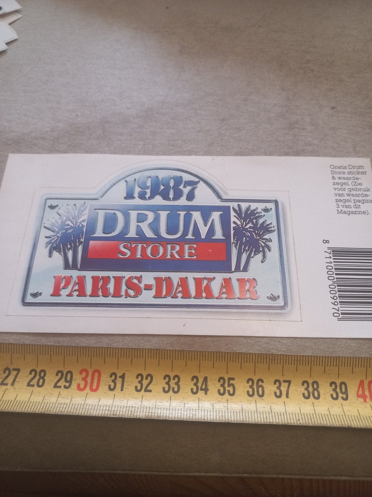 Vintage 1987 Drum Store Paris-Dakar Sticker, Ophalen of Verzenden, Nieuw, Overige typen