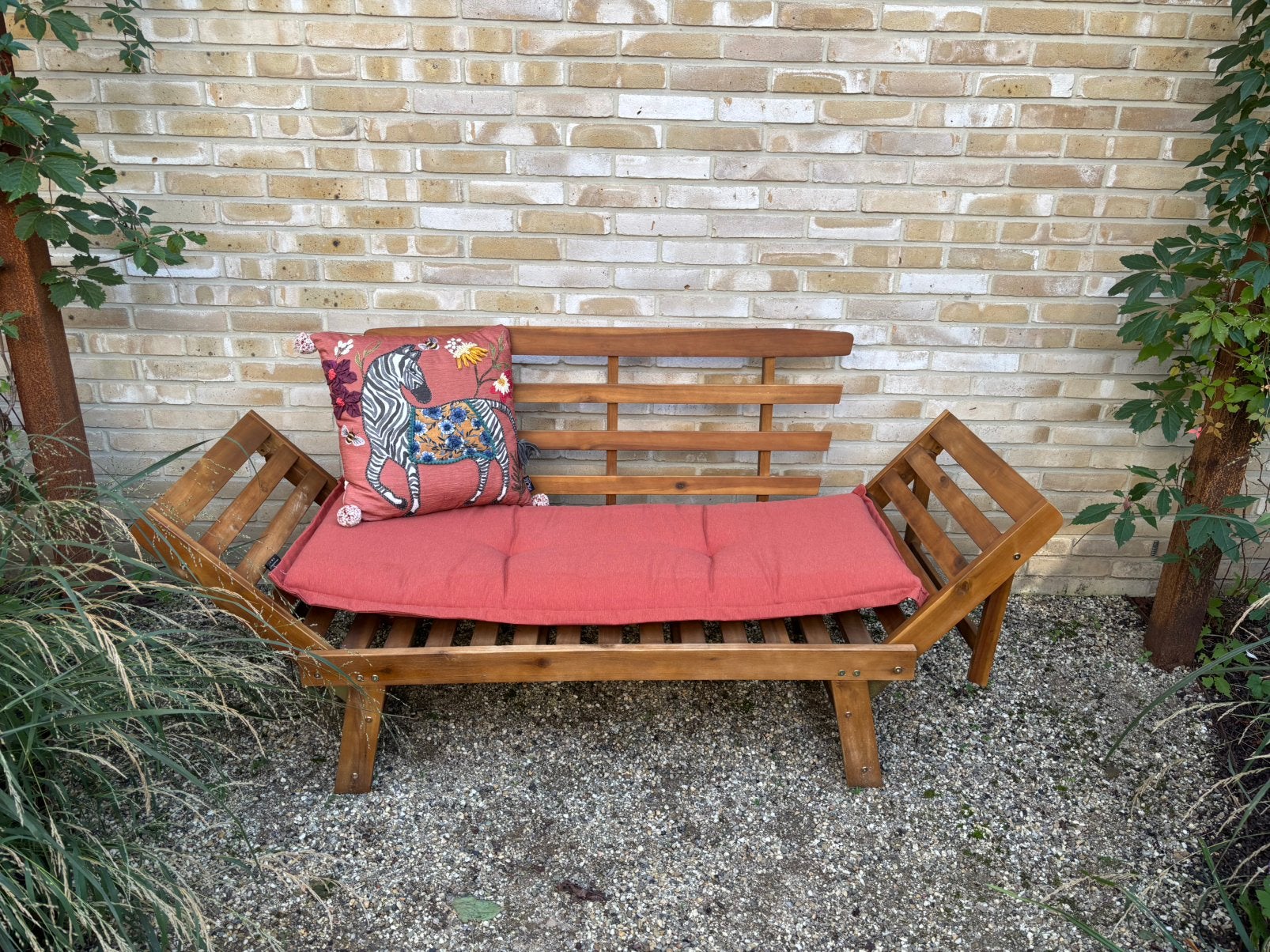 Tuinbankje inclusief kussens, Tuin en Terras, Ophalen, Zo goed als nieuw, Hout