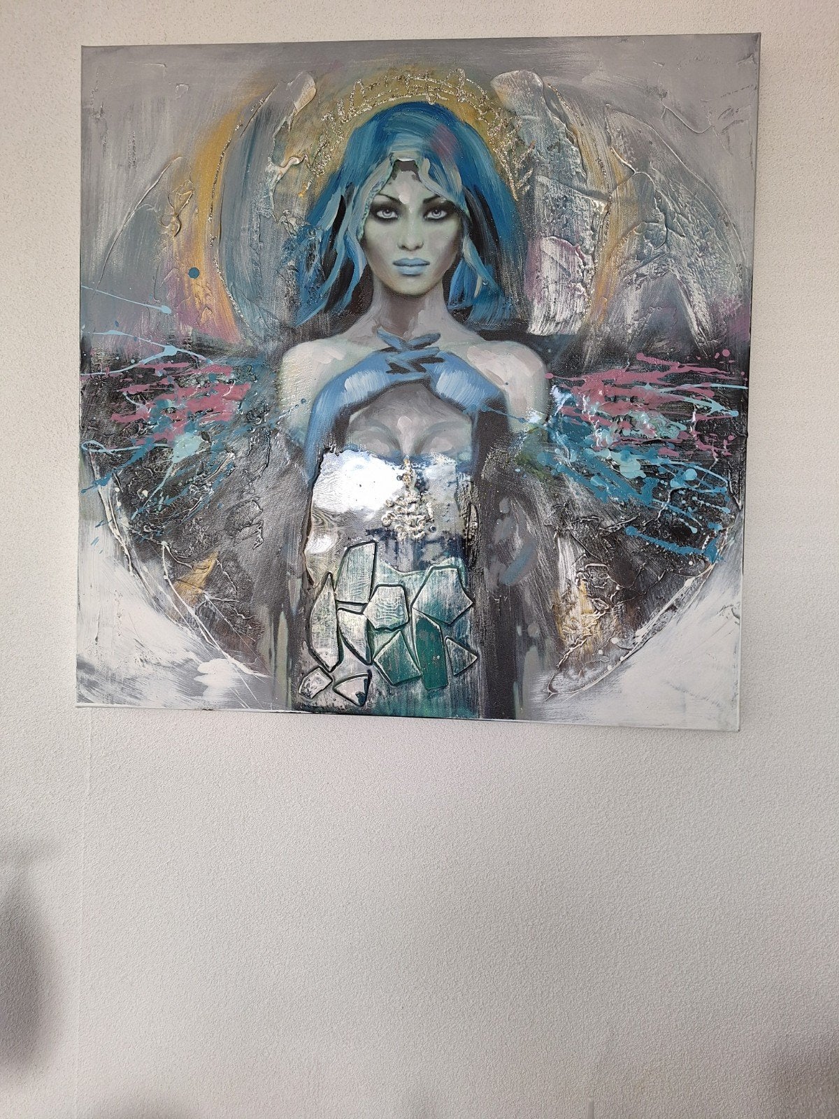 Schilderij Moderne kunst., Antiek en Kunst, Kunst | Schilderijen | Modern, Ophalen, Figuren, 3D-effect, Gemengde techniek