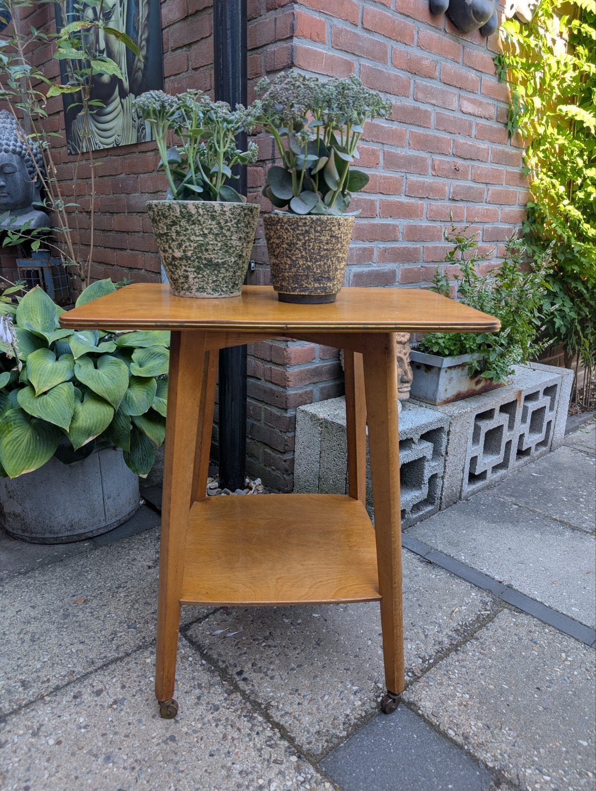 Vintage mid-century trolleytafel, Ophalen, Gebruikt, Vintage, 55 tot 75 cm