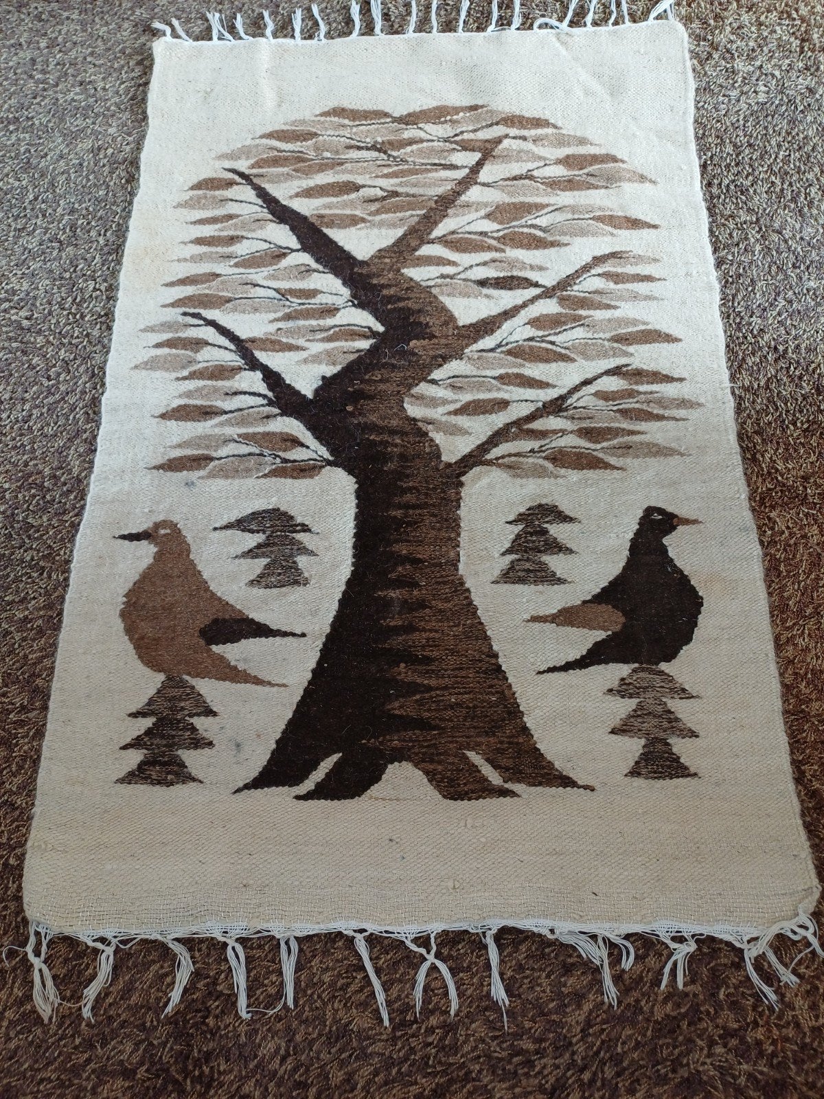 Vintage wollen handgeweven wandkleed   - 68x116 cm, Ophalen of Verzenden