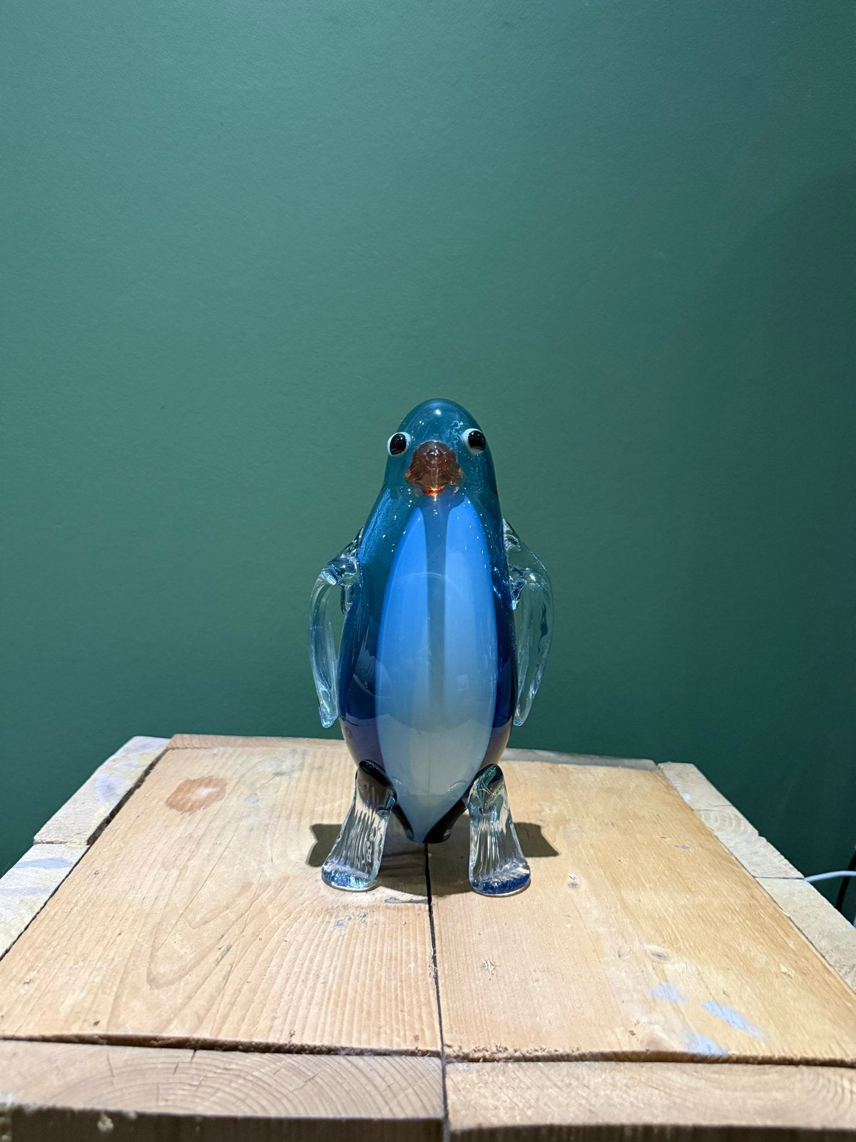 Glazen Pinguïn Beeldje - Blauw, Antiek en Kunst, Ophalen of Verzenden