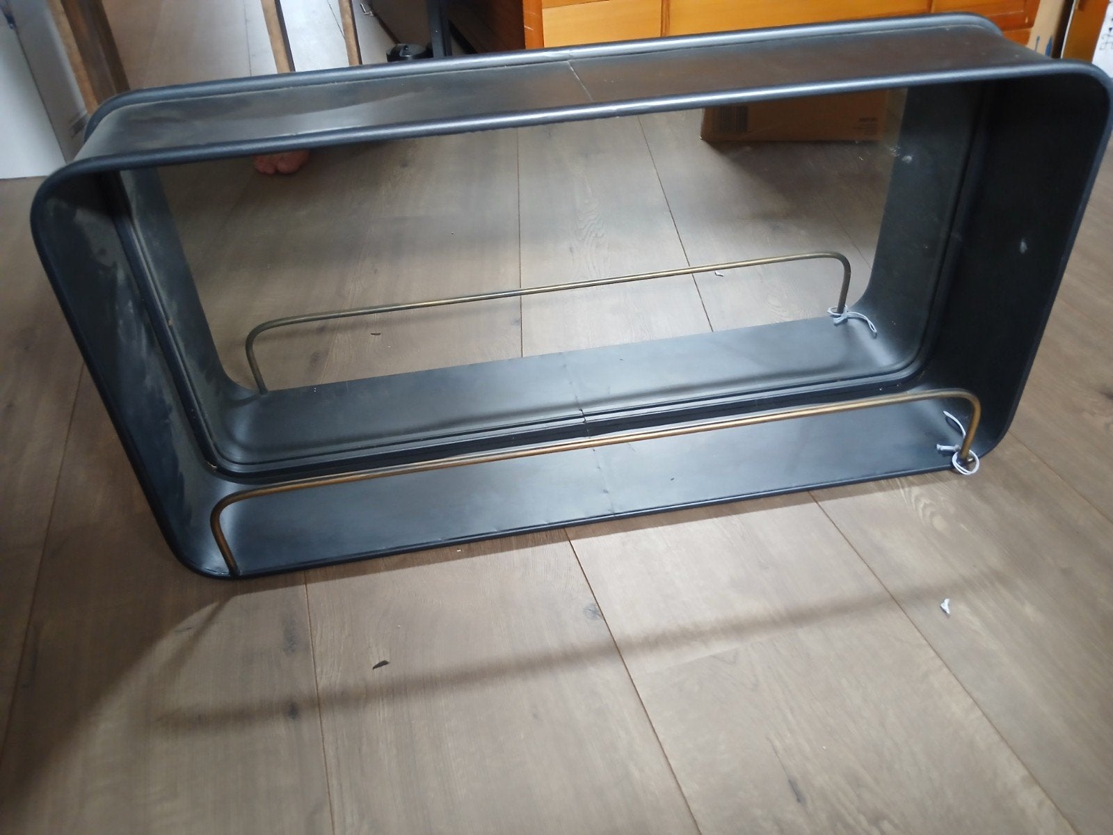 Grote spiegel met metalen frame, Huis en Inrichting, Woonaccessoires | Spiegels, Ophalen, Zo goed als nieuw, Rechthoekig, Minder dan 100 cm