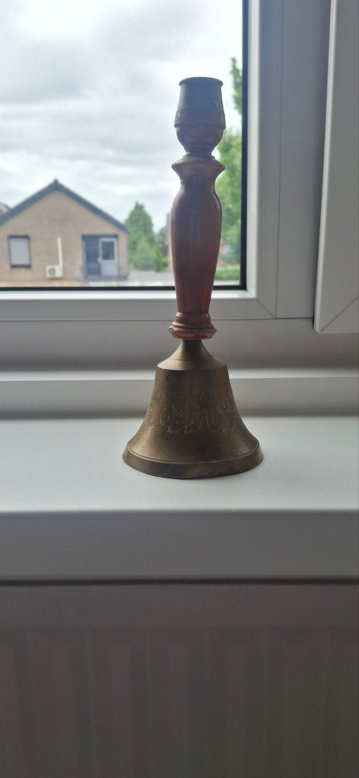 Antieke Messing Bel met Houten Handvat, Antiek en Kunst, Antiek | Koper en Brons, Ophalen, Koper