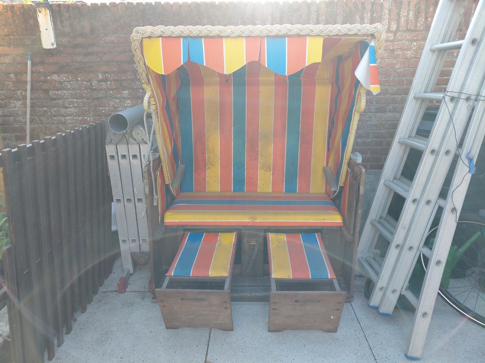 oude originele gele strandstoel, Ophalen, Gebruikt