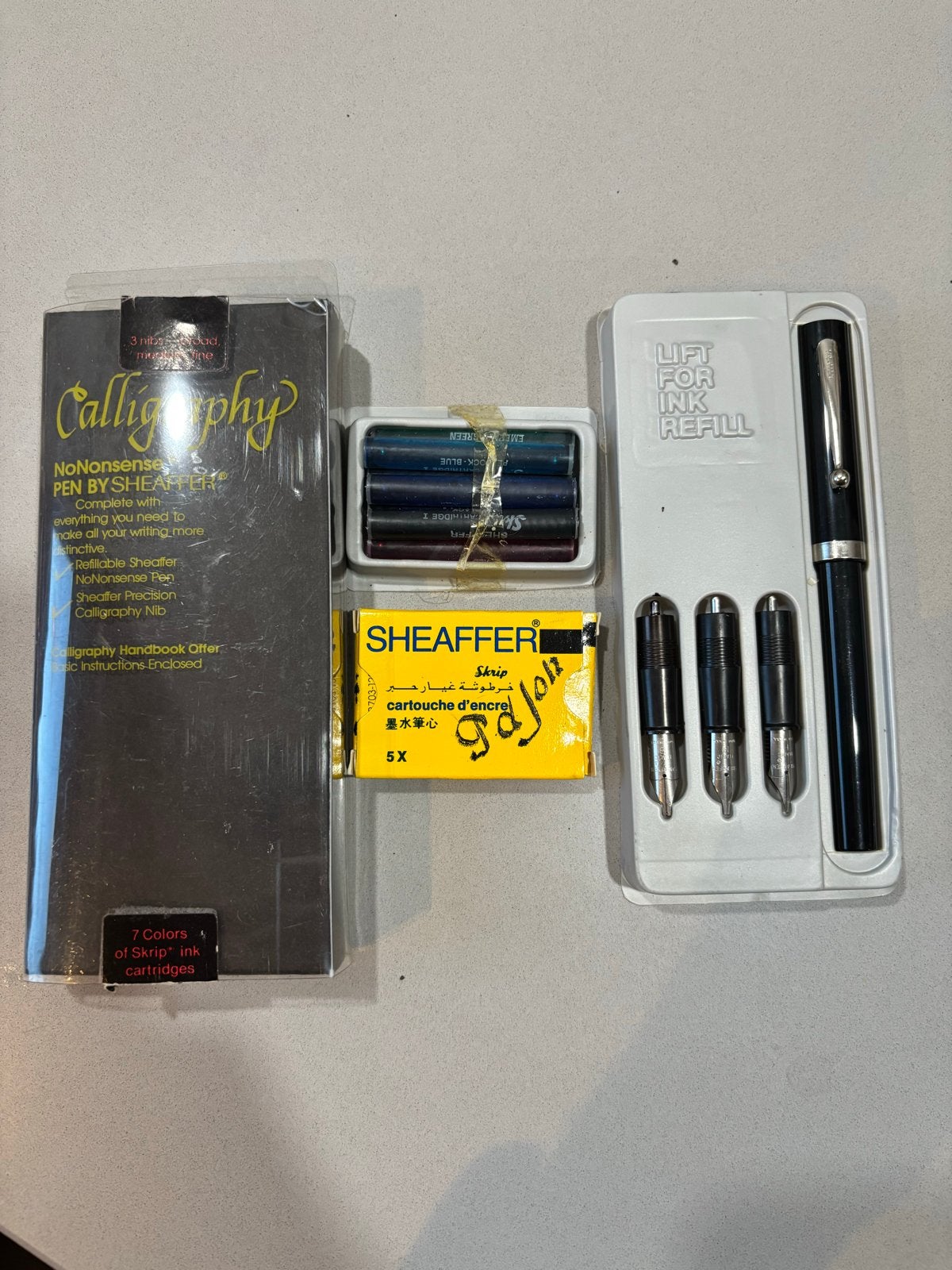 Vintage Sheaffer NoNonsense Kalligrafieset, Gebruikt, Met doosje, Ophalen of Verzenden, Pennenset