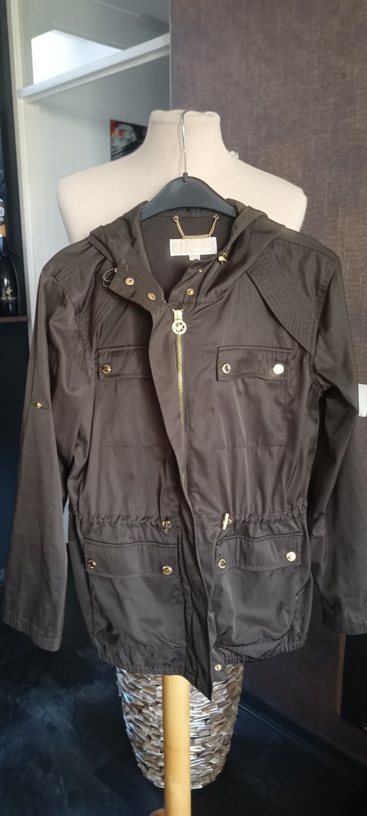 Mooie donkerbruine Michael Kors Hooded Utility Anorak Jas, Ophalen, Zo goed als nieuw, Bruin