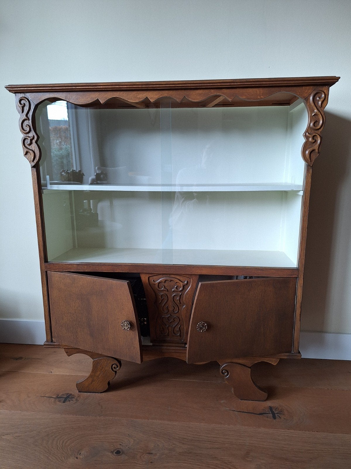 VINTAGE vitrinekast jaren 30 ART DECO, Huis en Inrichting, Kasten | Vitrinekasten, Ophalen, Glas, Gebruikt, 100 tot 150 cm