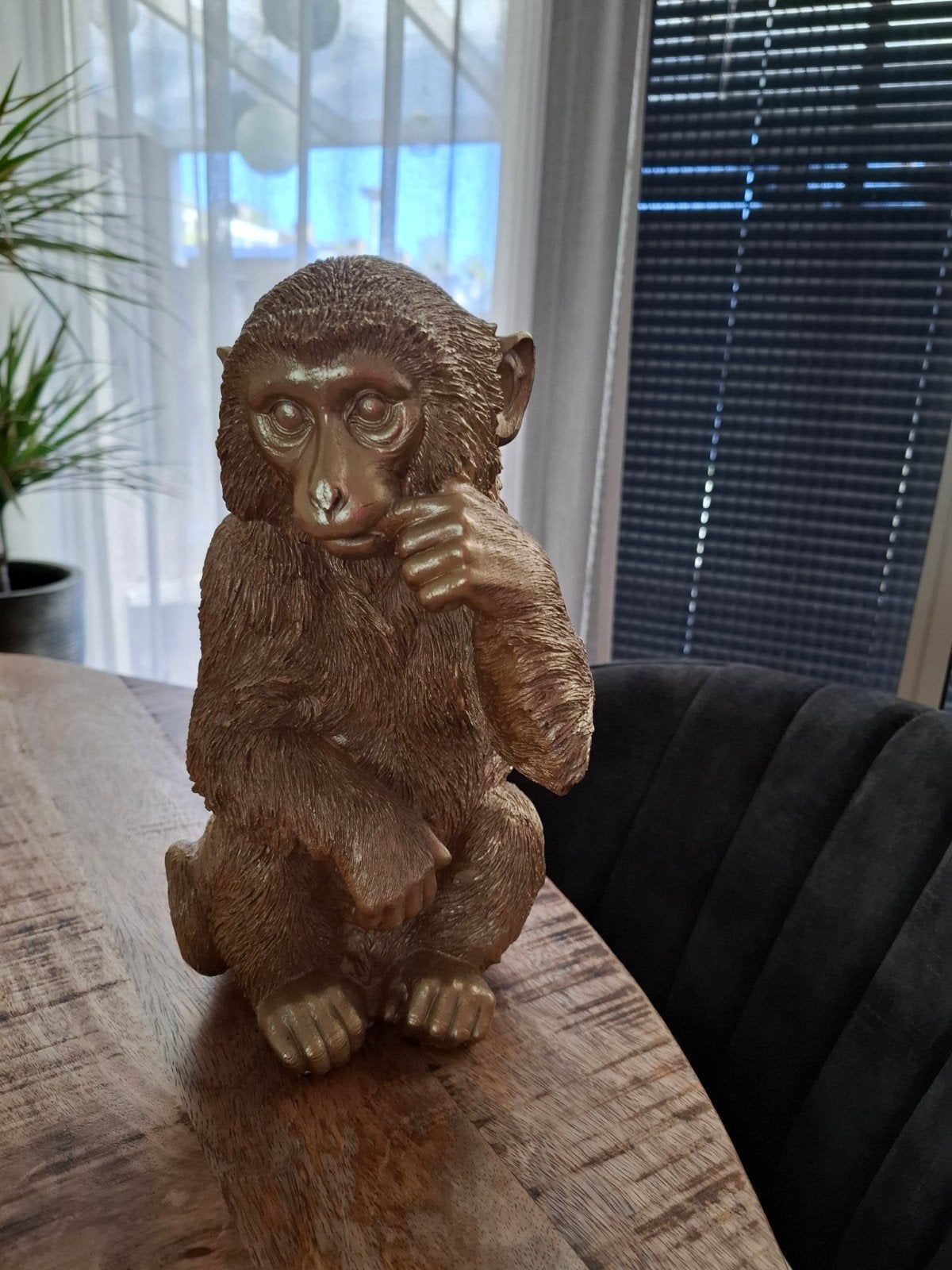 Leuke gouden decoratie aap, Gebruikt, Overige materialen, Ophalen of Verzenden, Goud