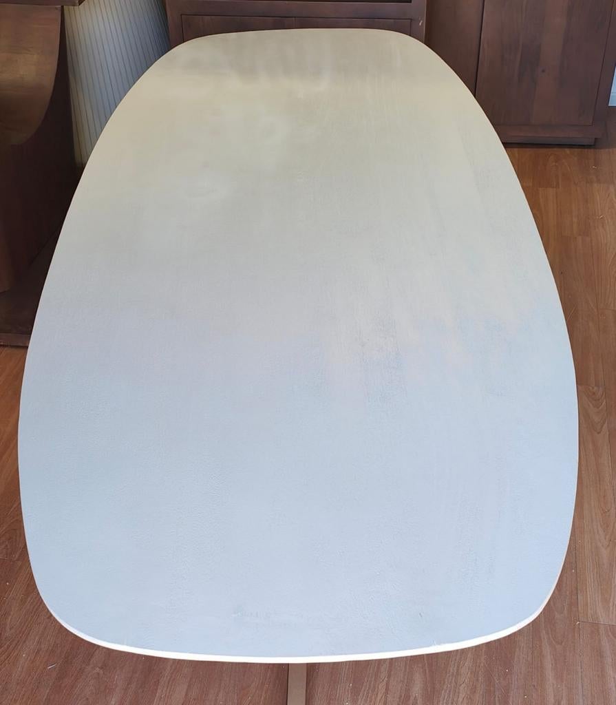 Deens ovale eettafel Madison Sand 240 cm met bronzen poot., Huis en Inrichting, Tafels | Eettafels, Ophalen, Madison, Info@meubeloutletmeppel.nl