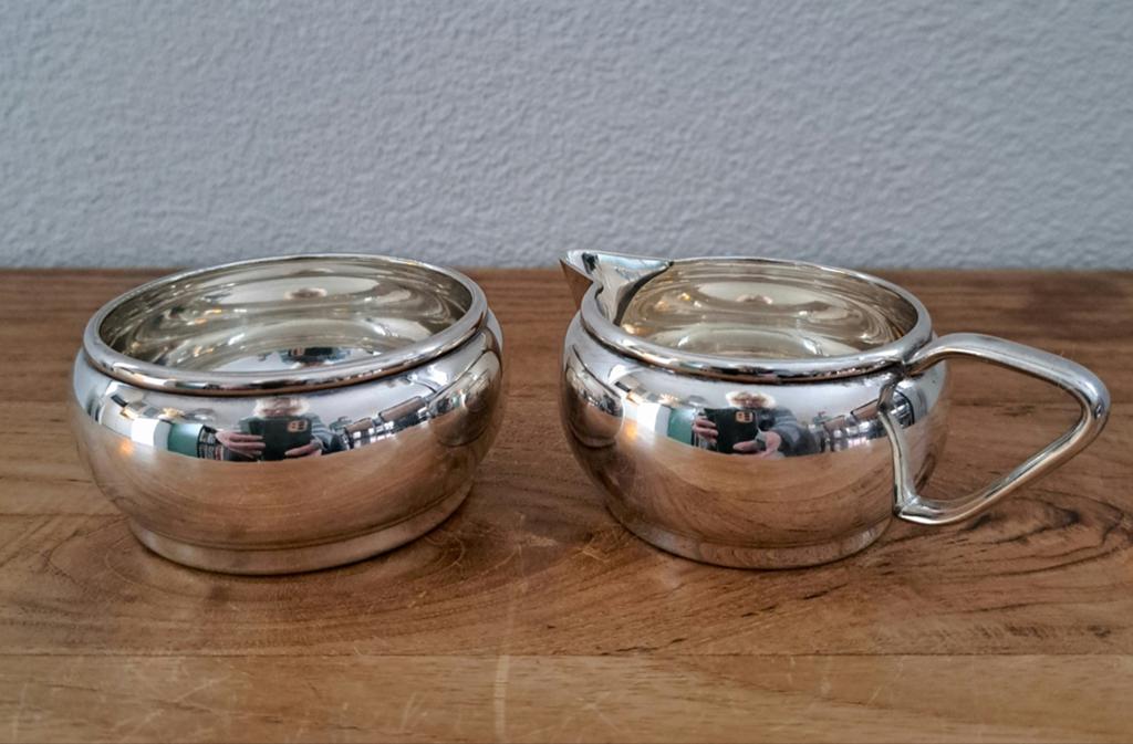 Art Deco verzilverd roomstel Wellner jaren 30, Ophalen of Verzenden, Zilver