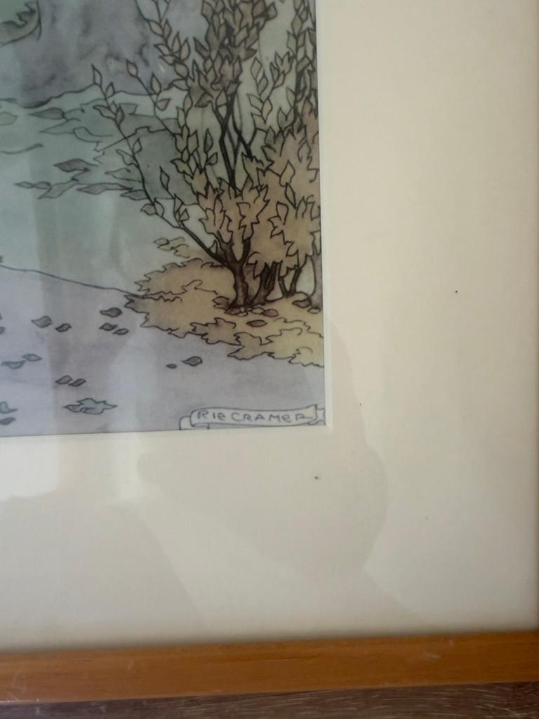 Ingelijste Rie Cramer print: Meisje met hondje, Antiek en Kunst, Ophalen