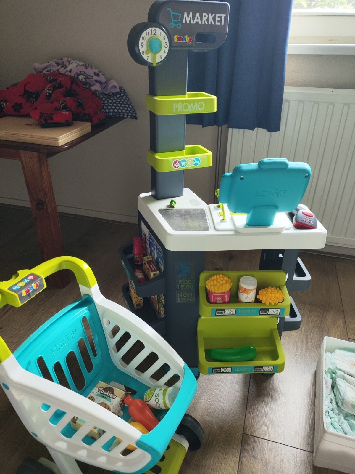Smoby Supermarkt Speelset met Winkelwagen en Accessoires, Ophalen of Verzenden, Zo goed als nieuw, Jongen of Meisje