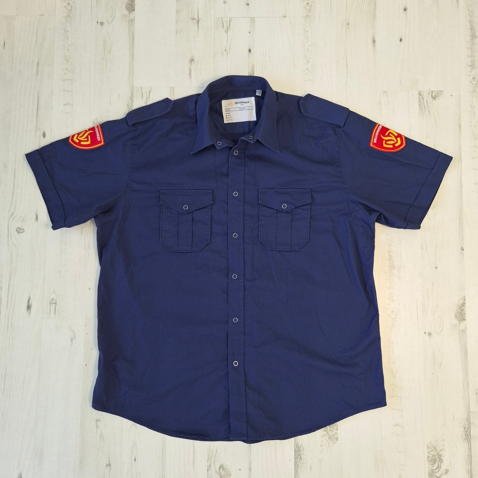 Brandweer LFR overhemd korte mouwen 43/44 XL blauw, Blauw, Ophalen of Verzenden, Zo goed als nieuw, Brandweer LFR