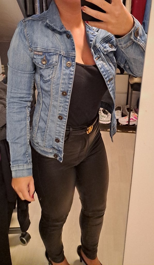 Blauw spijkerjasje., Zo goed als nieuw, Jasje, Maat 34 (XS) of kleiner, Evi dnm jacket