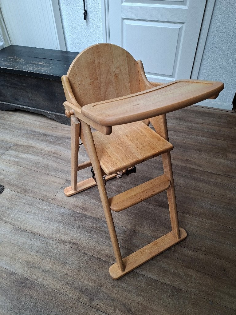 Houten Inklapbare Kinderstoel met Eetblad, Ophalen, Gebruikt, Inklapstoel, Gordel(s)