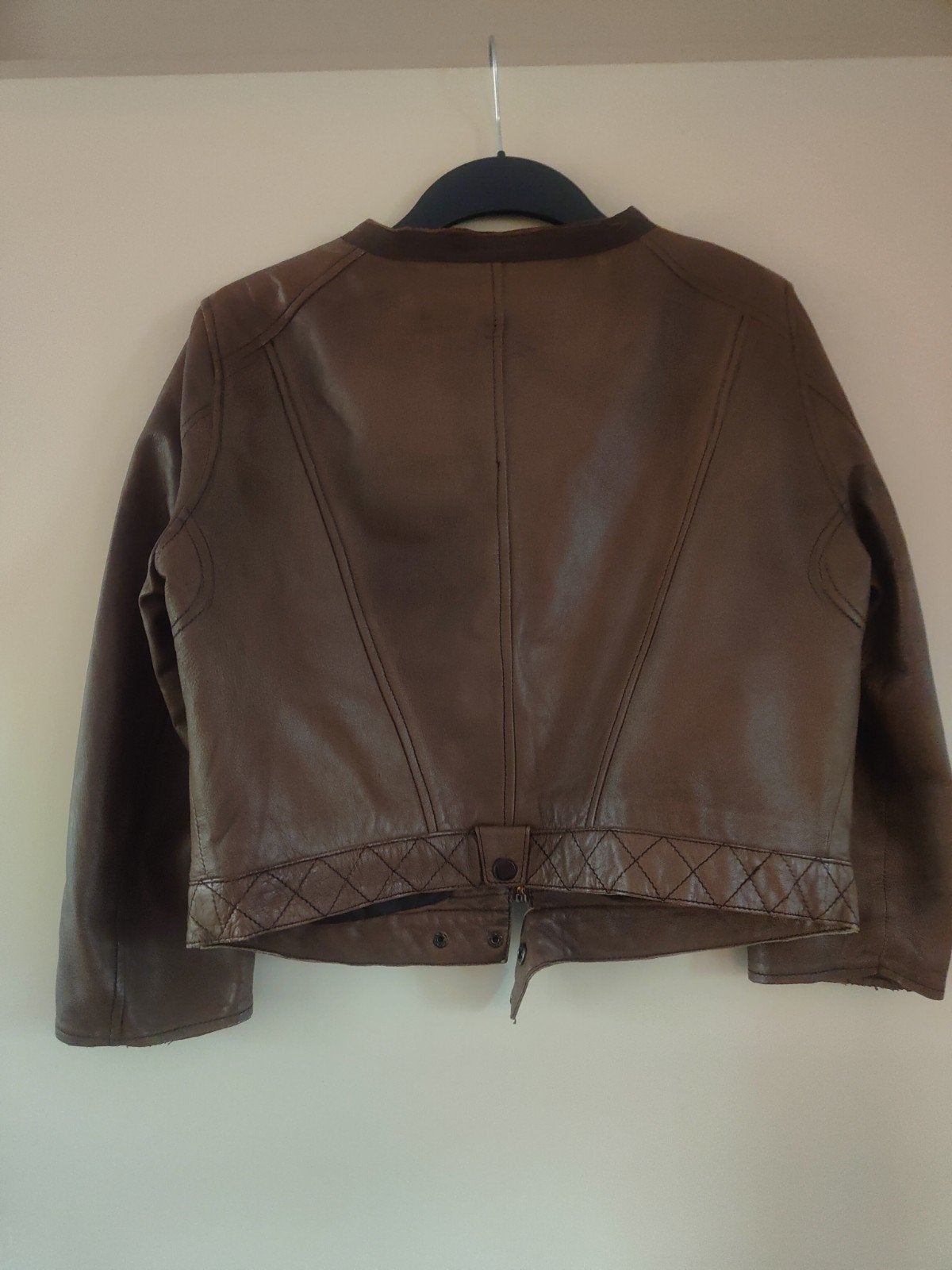 bruin leer jasje, Ophalen of Verzenden, Gedragen, Maat 38/40 (M), Bruin