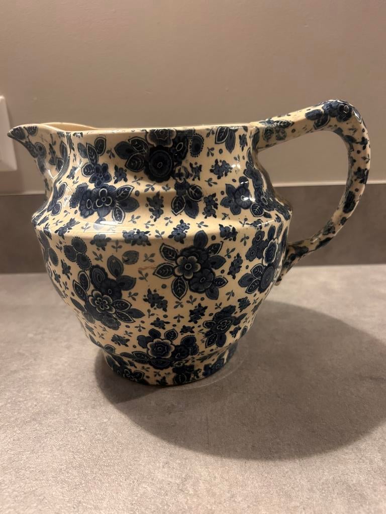 Oude blauw gebloemde kan Beatrix, Antiek en Kunst, Antiek | Servies los, Ophalen of Verzenden