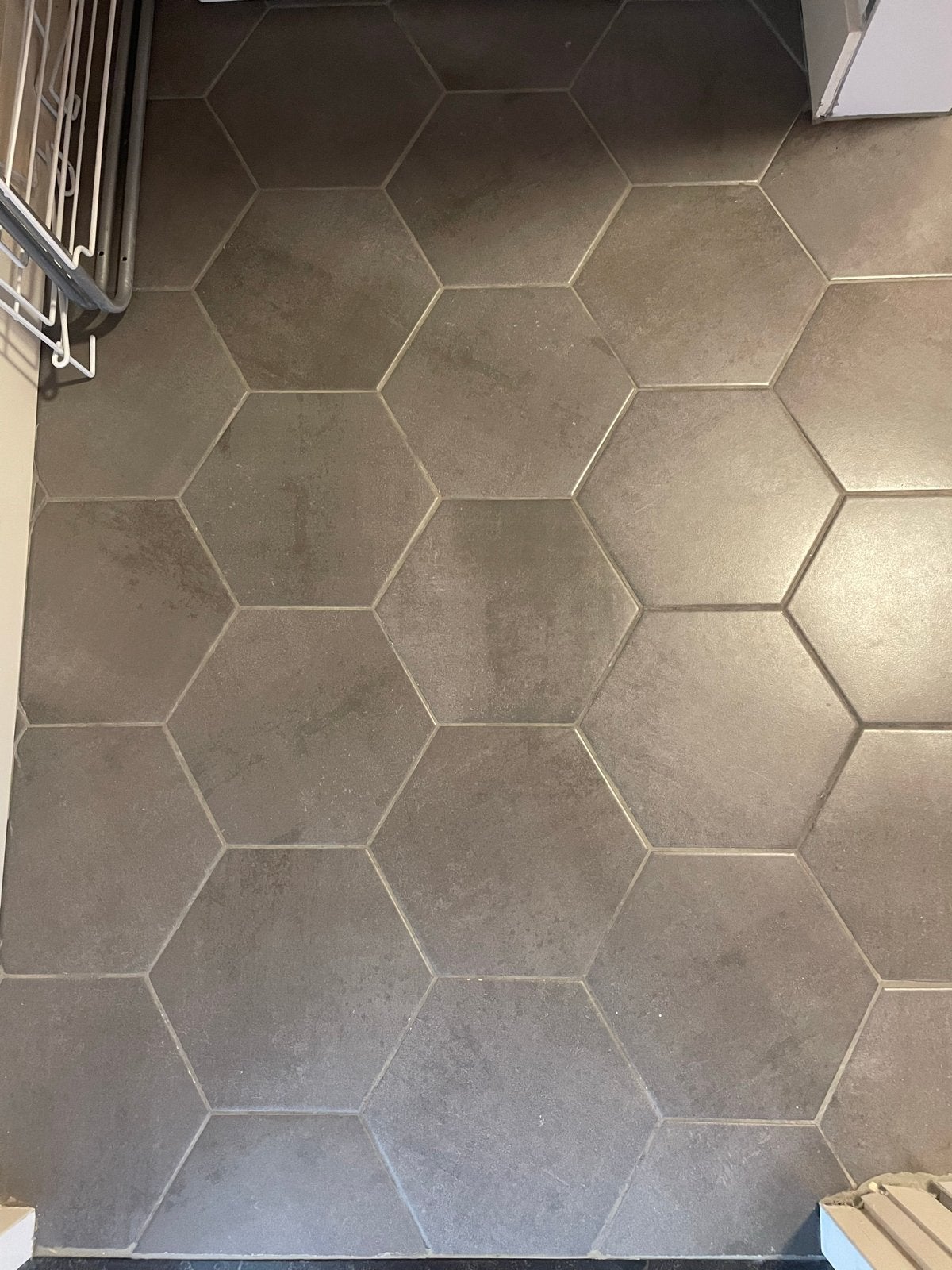Hexagon Tegels - Donkergrijs (1.92m²), Doe-het-zelf en Verbouw, Tegels, Ophalen, Keramiek, Minder dan 20 cm, Zo goed als nieuw