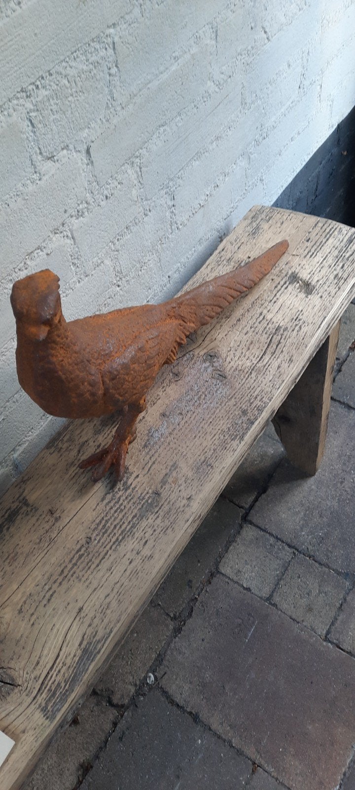 Decoratieve fazant van gietijzer - Roestbruin, Tuin en Terras, Tuinbeelden, Ophalen of Verzenden, Nieuw, Metaal, Dierenbeeld