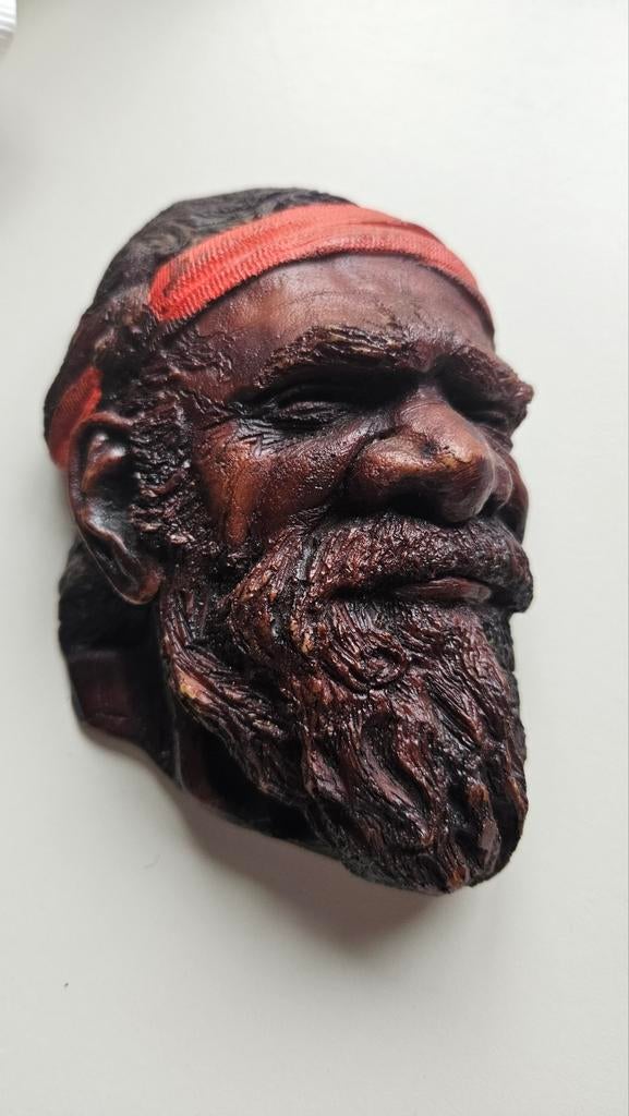 Wandplaque Aboriginal hoofd houtsnijwerk, Antiek en Kunst, Ophalen of Verzenden