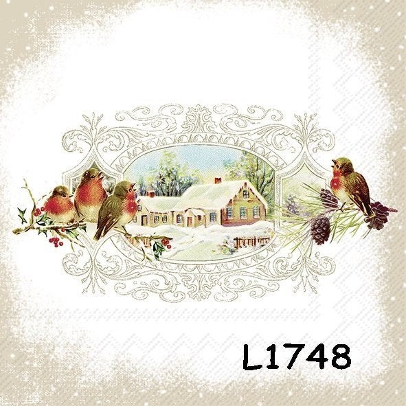 Servetten decoupage/bullet journal - roodborstjes L1748, Verzenden, Nieuw