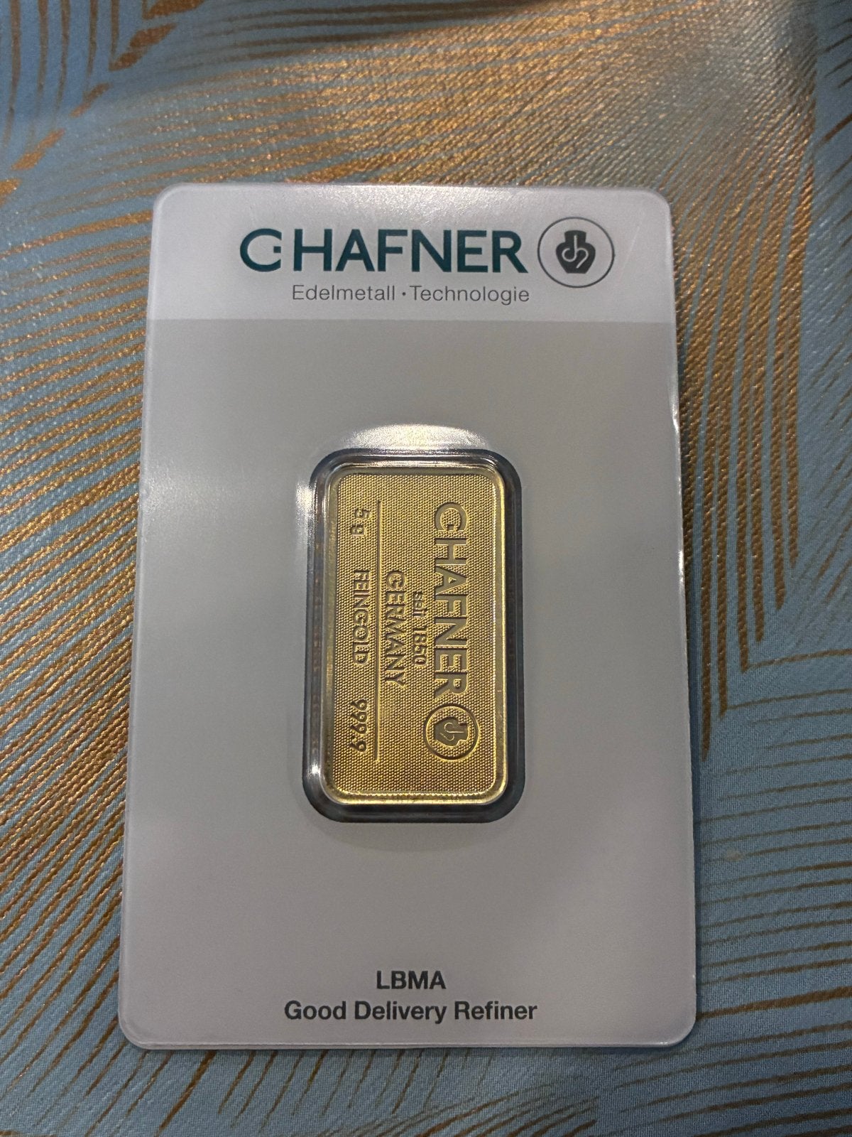 Chafner 5g Fijngoud Baar 999.9 LBMA Gecertificeerd, Ophalen of Verzenden, Goud