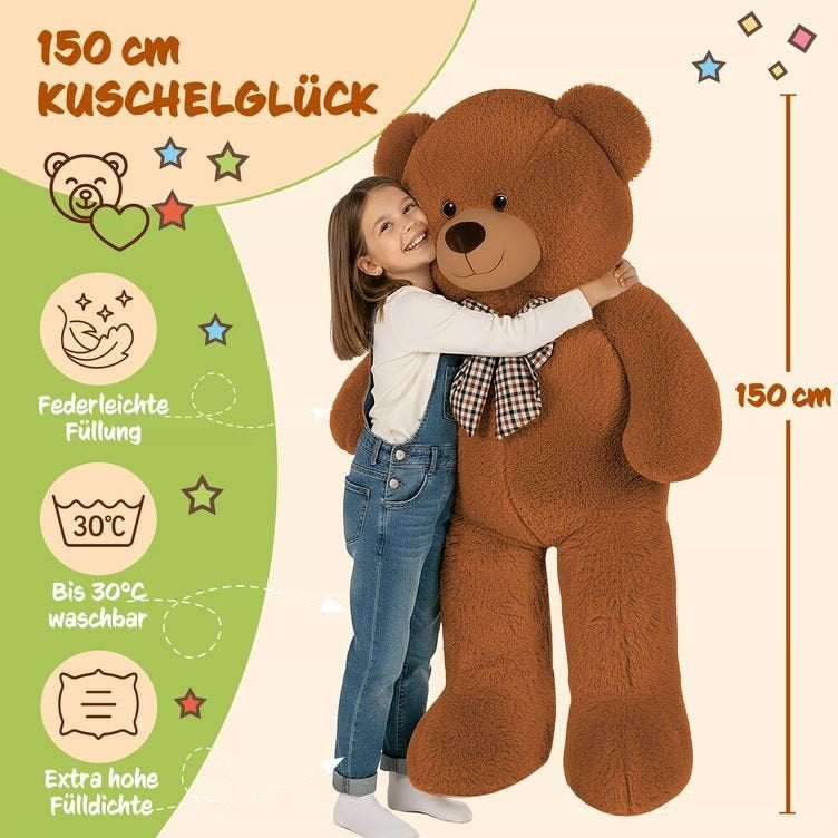 Knuffelbeer pluche beer teddybeer 150 cm GRATIS BEZORGD!, Overige merken, Beer, Nieuw, Nvt