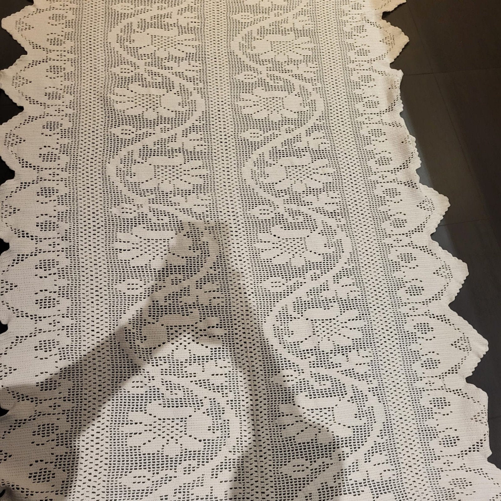 Wit katoen gehaakt sprei of tafelkleed 150x200, Gebruikt, Ophalen of Verzenden, Landelijk, Wit