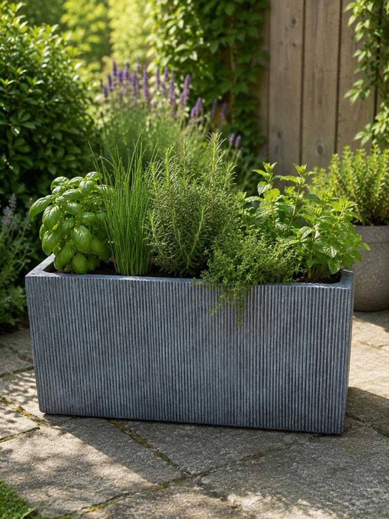Lamgwerpige bloembakken - L 60 cm, Ophalen, Steen, Nieuw, Balkon