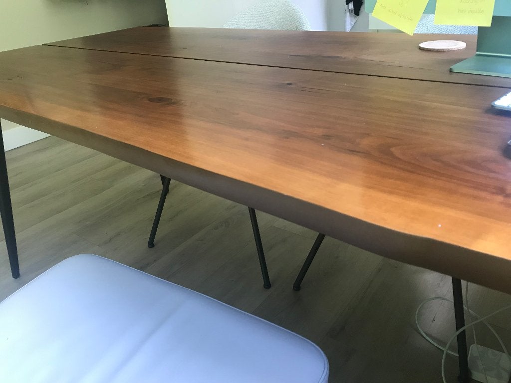 Kastanje houten tafel 180x85cm, Ophalen, Modern - ‘boomstam, 50 tot 100 cm, Zo goed als nieuw