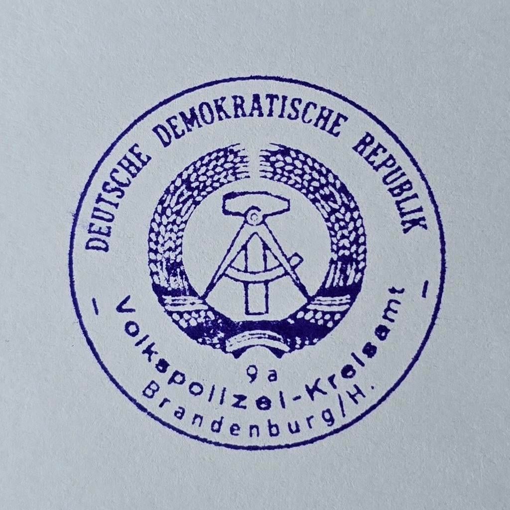 Repro Stempel DDR Volkspolizei - Kreisamt Brandenburg, Verzamelen, Verzenden, Landmacht, Duitsland