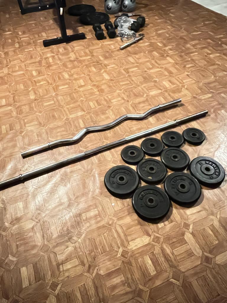 Kettler Sport Fitnessbank met Gewichten en Halters, Ophalen, Gebruikt, Armen, Fitnessbank