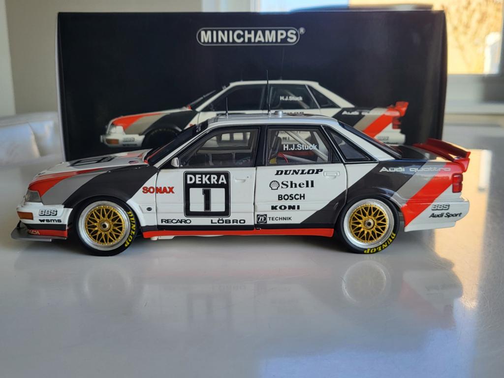 1:18 Minichamps Audi V8 Quattro DTM nr. 1 1991, Hobby en Vrije tijd, Modelauto's | 1:18, BBR, Auto, Ophalen of Verzenden, Zo goed als nieuw