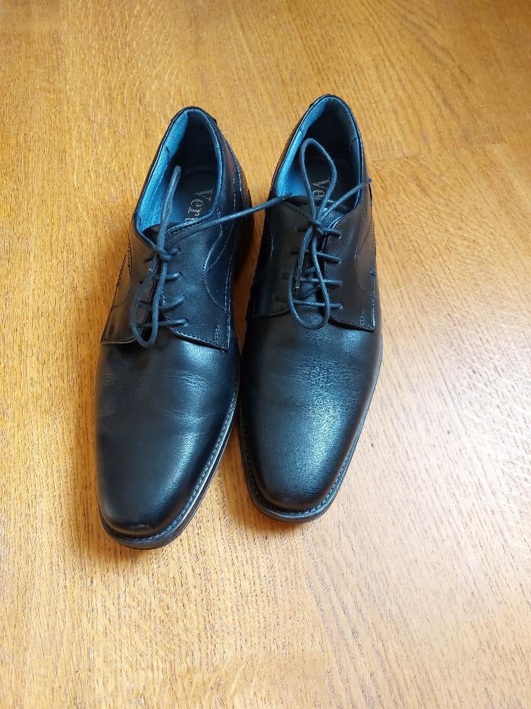 Vertice herenschoenen zwart – mt 42 – echt leer, Zwart, Ophalen of Verzenden, Zo goed als nieuw, Vertice