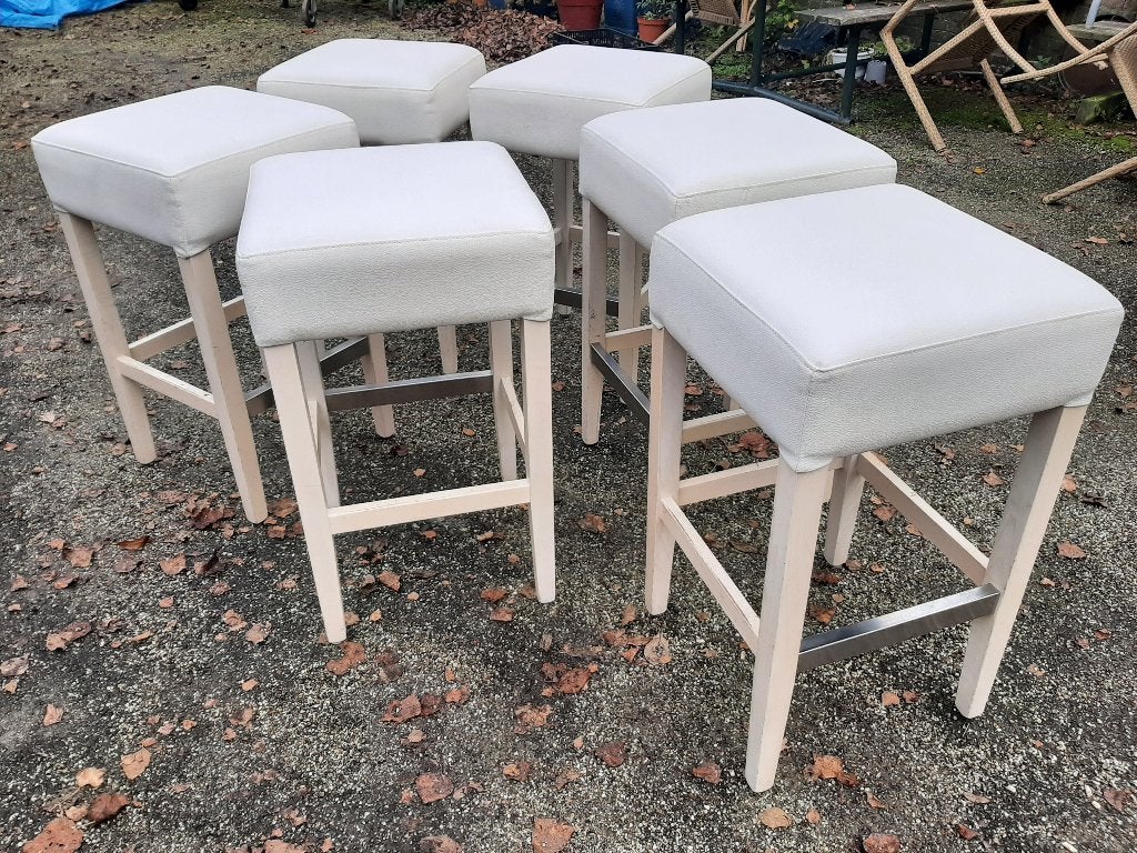 Kruk 6x / 2 staantafel statafel, Ophalen, 5 krukken of meer, 60 tot 90 cm, Leer