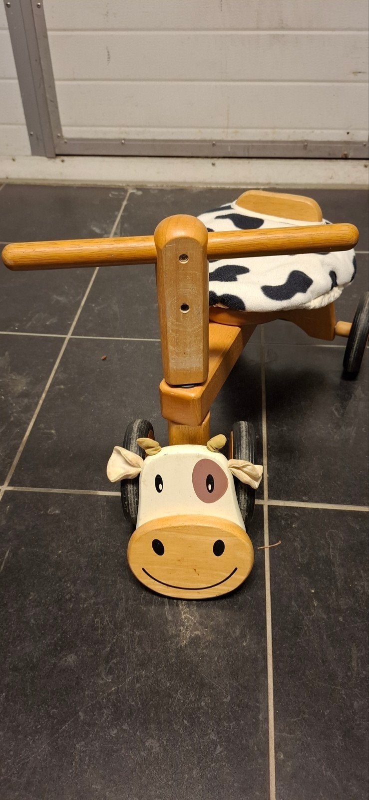 Houten loopfietsje koe, Ophalen, Gebruikt