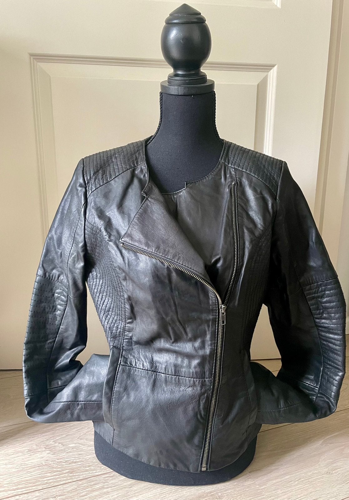 HEMA leren lederen leer biker jack bikerjack jas jasje M, Ophalen, Gedragen, Maat 38/40 (M), Zwart