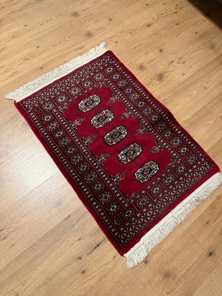 Ikea vloerkleed rood wolwit wol met katoen Pakistan 60/93 cm, Verzenden, 50 tot 100 cm, Zo goed als nieuw, Rechthoekig